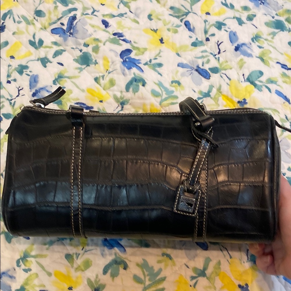 Dooney&bourke Black Croc-Embossed Leather Bag